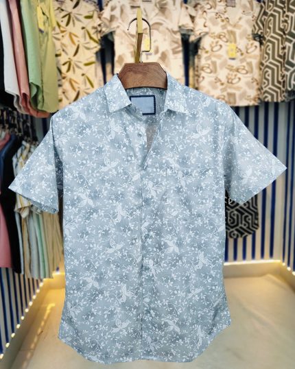 Pure Cotton Half Sleeve Print Shirt 22020
