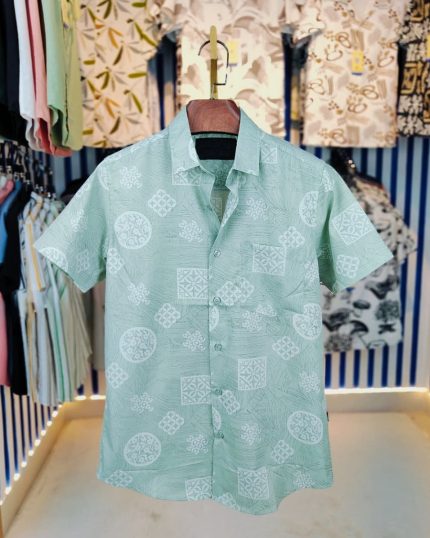 Pure Cotton Half Sleeve Print Shirt 22021
