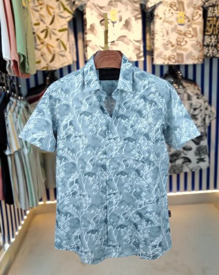 Pure Cotton Half Sleeve Print Shirt 22022
