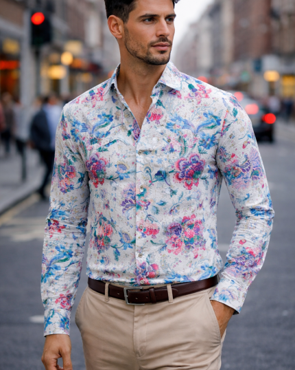 Popcorn Full Sleeve Cotton Shirt for Men 23783